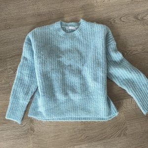 Zara purl knit baby blue sweater, sz s